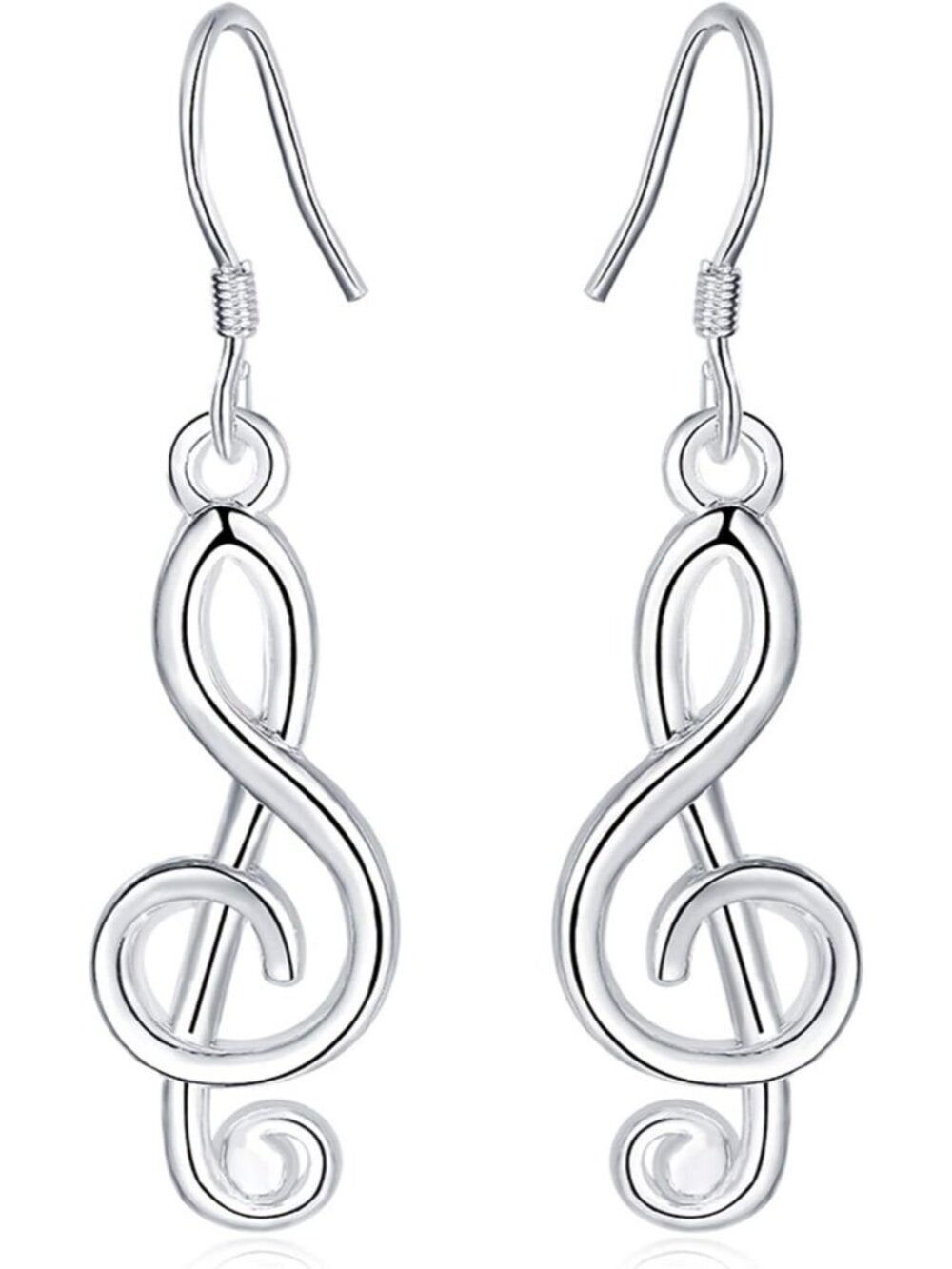 925 Sterling Silver Musical Note Earrings for Women Unique Fun Treble Clef Opal
